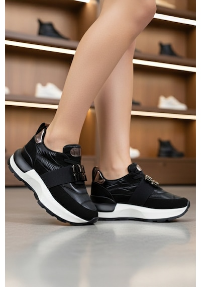 Tw Tonny White Newyork - 055 Yüksek Tabanlı Günlük Slip-on Ortopedik Kadın Yürüyüş Ayakkabısı Sneaker Siyah - Beyaz Taban Tw Tonny White Newyork - 055 Yüksek Tabanlı Günlük Slip-on Ortopedik Kadın Yürüyüş Ayakkabısı Sneaker Siyah - Beyaz Taban
