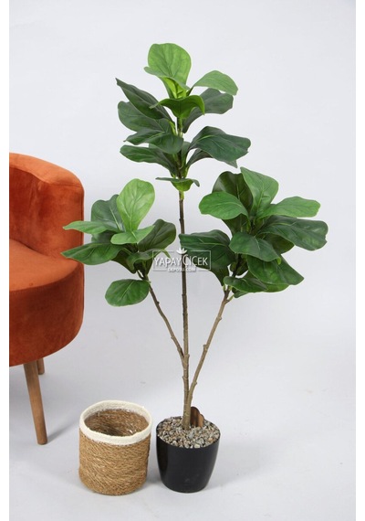 Yapay Ağac Keman 3 Gövdeli 105 Cm Hasır Saksılı