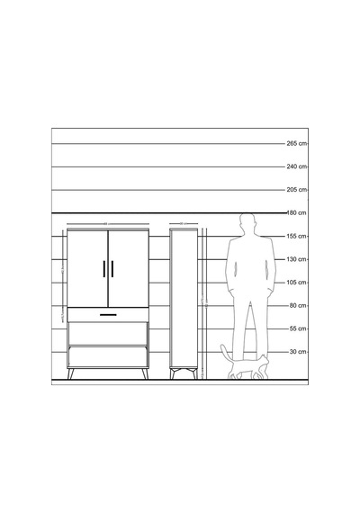 Arges Dolap 4 Raflı Tek Çekmeceli 2 Kapaklı 88x30x163 Çam-ant... Çam