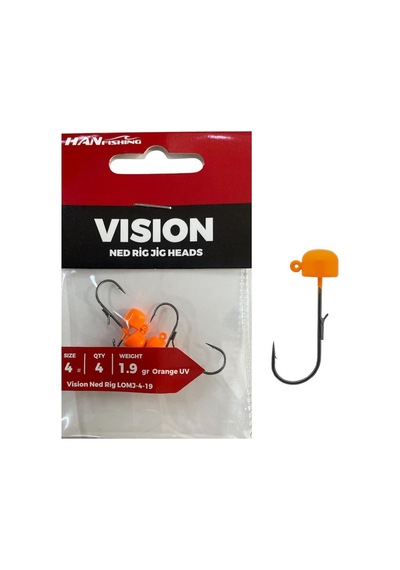 Hanfish Vision Ned Rig Jig Head Lomj 1.9gr No:4 Orange Uv 4 Adet