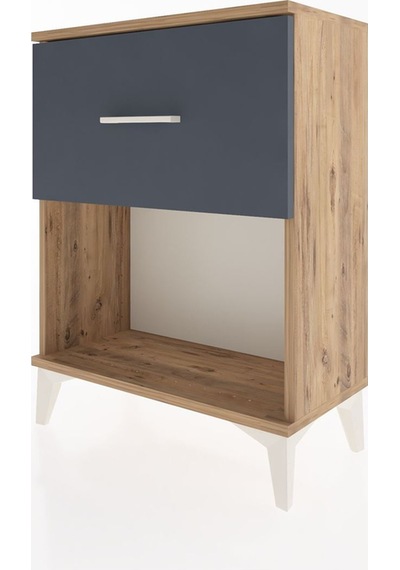 Arges Komodin Tek Çekmeceli 60x30x80 Çam-antrasit Atlas Çam