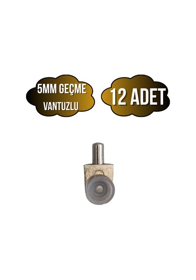 Metal Vakumlu 5mm Geçme Raf Pimi Vantuzlu Dolap Raf Altı Pimi 5mm Vantuzlu Metal 12 Adet Krom