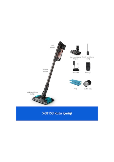 Philips 8000 Serisi XC8153/10 Aqua Plus Kablosuz Dik Süpürge