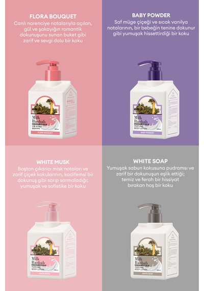 6hyalüronikasitle Nemlendiren Parfümlü Vücut Losyonu Mılk Baobab Perfume Body Lotion Flora Bouquet