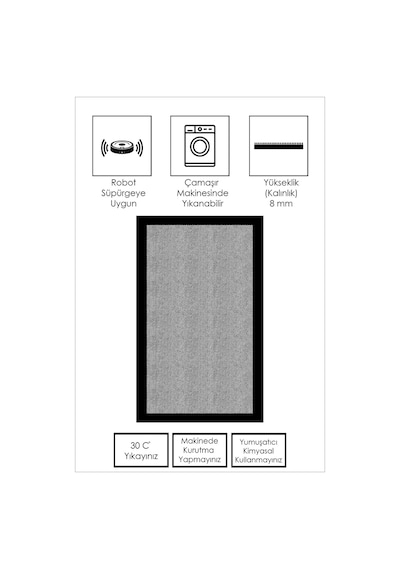West Home Dijital Baskı Yıkanabilir Kaymaz Taban Salon Halısı Mutfak Halısı Koridor Halısı Wh 445 Grey