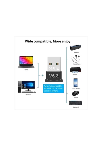 Bluetooth 5.3 Usb Adaptörü Verici Alıcı Bluetooth Ses Bluetooth Dongle Bluetooth 5.3