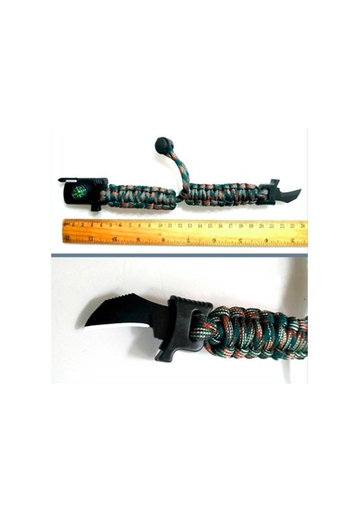 Omeniv Paracord Bileklik Düdük Pusula Bıçak 4 Fonksiyonlu Outdoor