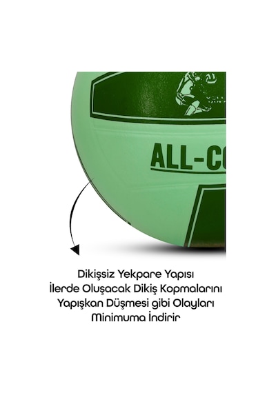 All Court Voleybol Topu Pompa Dahil Set Kauçuk Dikişsiz Yekpare Üretim İç Dış Mekan No:5 Yeşil Yeşil