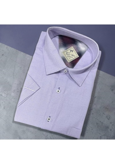 Eren Style Linen Keten Klasik %100 Cotton Kısa Kollu Terletmeyen Gömlek Lila