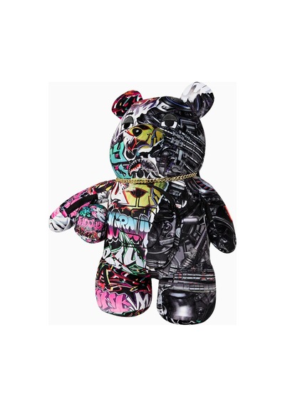 Sprayground Split Cybershark Moneybear Teddy Bear Backpack, Sınırlı Üretim Lüks Sırt Çantası Renkli Çok Renkli