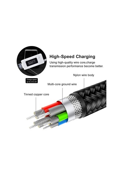 2 Paket Çoklu Şarj Kablosu Çoklu Şarj Kablosu Naylon Örgülü Kısa 4ft 4 İn 1 Usb Şarj Kablosu Telefon/tip C/mikr Diğer