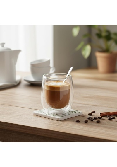 Çift Cidarlı Double Wall Cam Bardak - 250 Ml Isıya Dayanıklı Cappuccino, Çay Ve Kahve Bardağı - El Yakmayan Modern Tasarım çok renkli