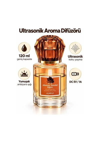 Ultrasonik Aroma Difüzörü 120 Ml Abanoz Sandal Ağacı Kokulu Led Işıklı Araç Ve Oda Kokusu 1