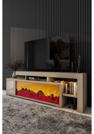 Dekoratif Yapay Şömine Ve Tv Ünitesi 160 Cm X 52 Cm ,kumandalı