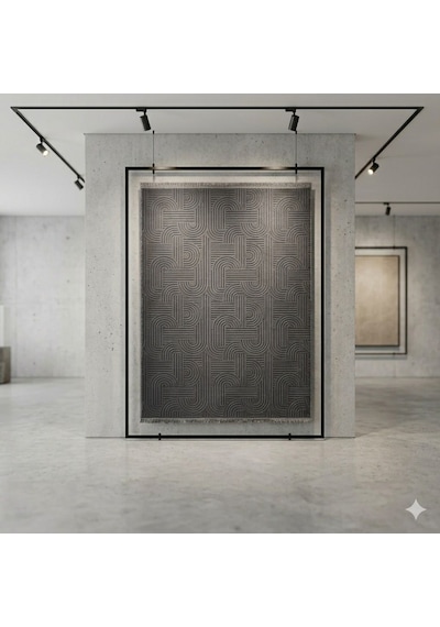 Melena Carpet Modern Salon Halısı Premium Seri Emboss Kabartmalı Saçaklı Kaymaz Taban Halı Antrasit