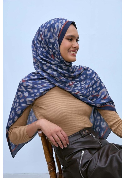 Silk Home Eco Viscose Şal Lacivert Indigo Vizon Kiremit Leopar Desenli Nefes Alan 90x200 Çok Renkli