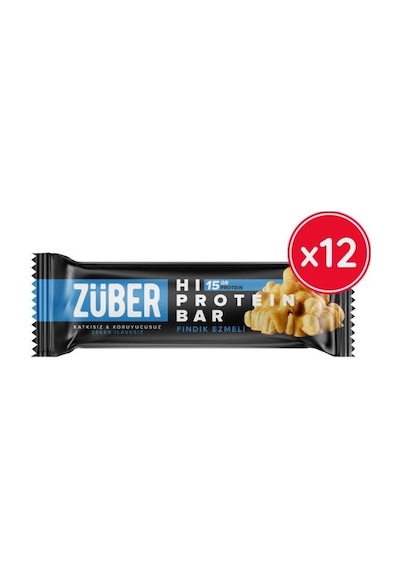 Züber Fındık Ezmeli Yüksek Protein Bar 12 x 45 G