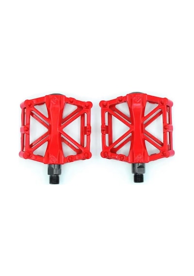 Xbyc 1815 Bilyalı Bisiklet Platform Pedal Geniş Yapılı Bilyalı Alüminyum Pedal Mukavemetli Kırmızı Renk