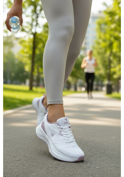 Enoch Kadın Spor Ayakkabı Nefes Alabilir Örme Saya Antrenman Sneaker Ayakkabısı Beyaz