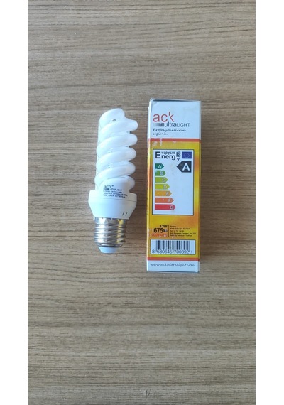 Ack Ultralıght 13w E27 Spiral Tasarruflu Ampul 6500k Beyaz Işık 1001-018