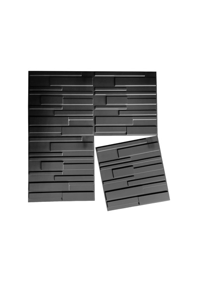 A10032bk Dekoratif Pvc Duvar Panelleri, 32 Ayak Kare, 3d Dikdörtgen 3-siyah, Sq Ft