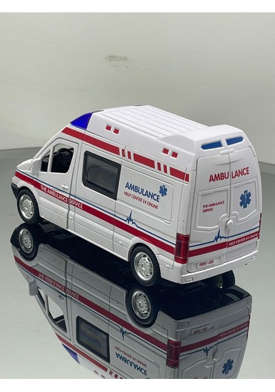 Sesli Işıklı Ambulans Metal Oyuncak Araba