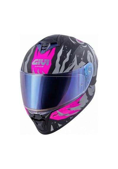 Gıvı 50.x Sharkbıte Mat Siyah-gri-pembe Kask Mavi Vizör Pembe