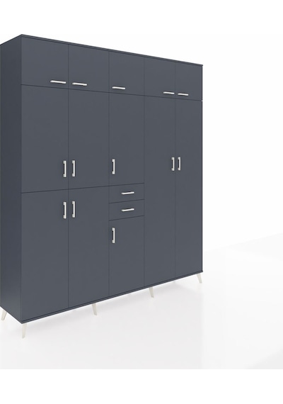 Hyperion Dolap 10 Raflı 2 Çekmeceli 3 Askılı 220x44x243 Antrasit-antrasit/antrasit Çok Renkli Hyperion Dolap 10 Raflı 2 Çekmeceli 3 Askılı 220x44x243 Antrasit-antrasit/antrasit Çok Renkli