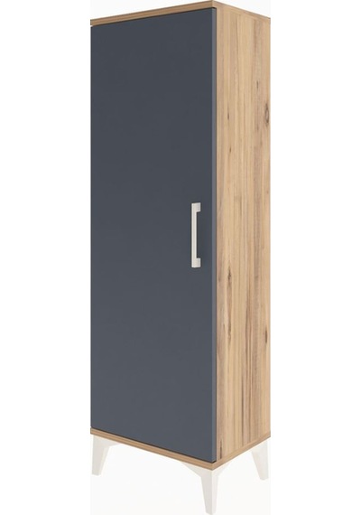 Arges Dolap Tek Raflı Tek Kapaklı Tek Askılı 44x30x134 Çam-antrasit Atlas Çam