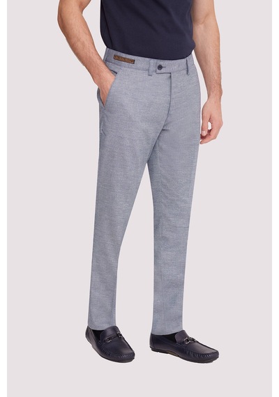 Erkek Gri Regular Fit Çizgili Keten Pantolon