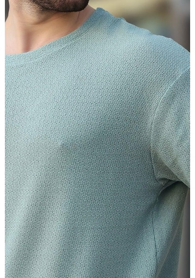 Madmext Mint Yeşili Bisiklet Yaka Oversize Erkek T-shirt E7134 Mint Yeşili