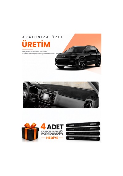 Cıtroen C5 Aircross 2018-2026 Uyumlu Torpido Koruma Örtüsü Oto Kılıfı - Siyah