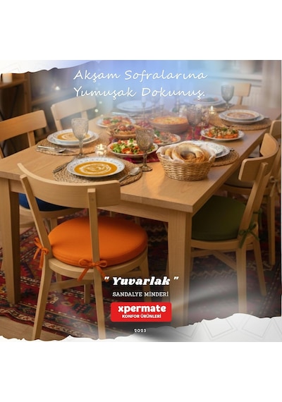 Xpermate Yuvarlak Sandalye Minderi Bağcıklı Yıkanabilir Sünger Minder Su Yağ İtici Mutfak Balkon Bahçe Tabure Mi Diğer