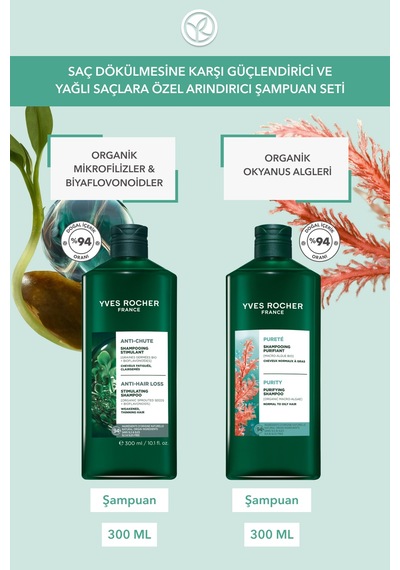 Yves Rocher Saç Dökülmesine Karşı Güçlendirici Ve Yağlı Saçlara Özel Arındırıcı Şampuan Seti-şampuan 300 Ml X 2