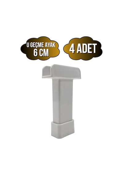 U Geçme Beyaz Plastik Ayarlı Ayak Mobilya Masa Ve Dolap Ayağı Beyaz 6cm 4 Adet Beyaz