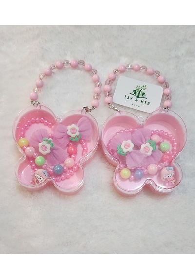 Kelebek Çantalı Toka Seti-9 Pembe