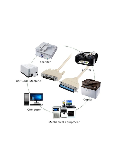 Db25 Pin Lpt Paralel Port To Cn36 Pin Dotmatrix Yazıcı Kablosu 3m
