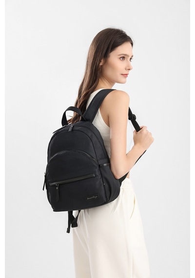 Smart Bags Siyah Twill Dimi Kumaş Orta Boy Günlük Kadın Sırt Çantası