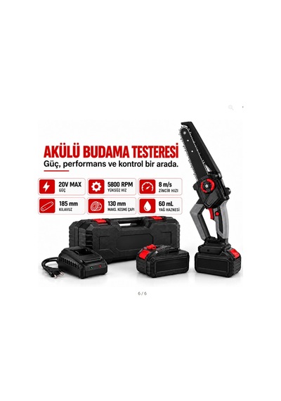 Algaride Eyp 20v Max Akülü Budama Testeresi Çift Bataryalı 185 Mm Kılavuzlu Zincirli Dal Kesme Testeresi