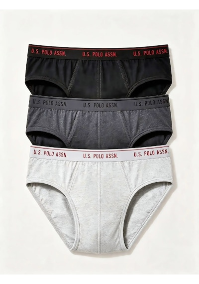 U.S. Polo Assn. 3'lü Esnek Pamuklu Erkek Slip Beyaz