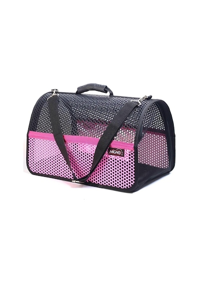 Flybag Voyager Fileli Model Kedi Köpek Taşıma Çantası, 46x30x27 Cm, Pembe-siyah