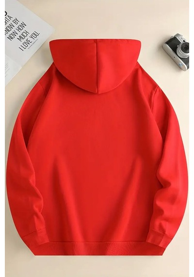 Uyguntarz Uzaylı Dinazor Baskılı Oversize Sweatshirt Kırmızı