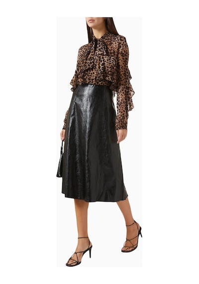 Marella Coated Twill Flared Midi Etek, Modern Ve Şık Tasarım Siyah