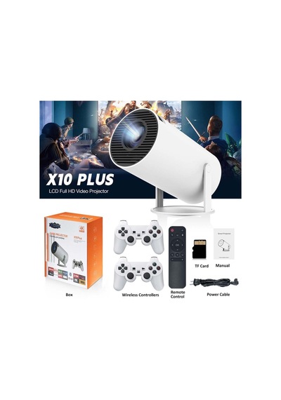 X10plus Android Projektör + Game Projector Ultra Hd 4k Ev Sinema Yansıtma Oyun Projeksiyon Cihazı