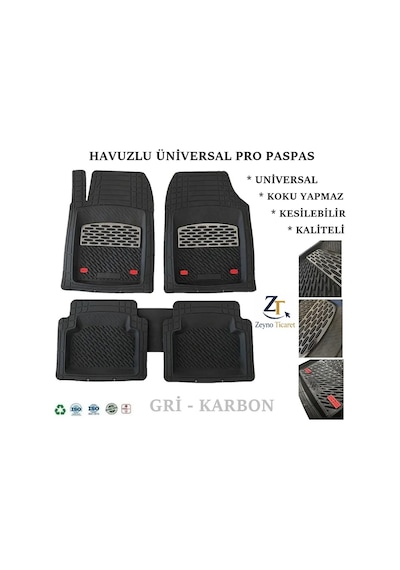 Renault Laguna 3 2011 4 Cm Derin Havuzlu 5 Parça 3d Universal Oto Paspas Siyah-gri