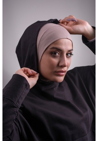 Hürrem Bone Vizon Pratik Hazır Geçmeli Bone Viskon Kumaş Hijab Spor 2106_10 Vizon