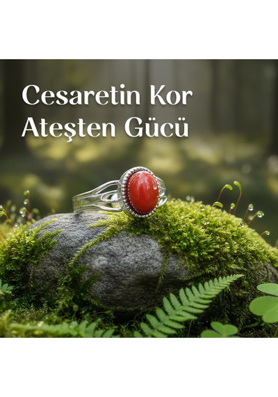 Akik Taşı Çelik Yüzük - Kararmaz Renkli
