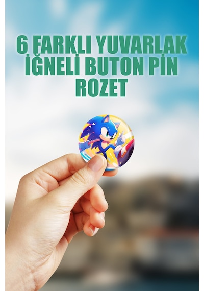 Sonic Video Oyun Çanta Süsü İğneli Buton Rozet Seti 6 Adet Altılı