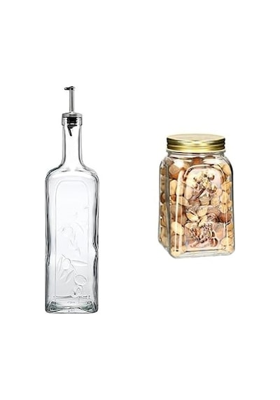 Homemade Metal Tıpalı Yağlık & Sirkelik, Şeffaf, 1 Litre + Metal Kapaklı Kavanoz, 1500cc 0