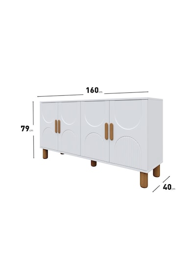 Linea Bohem Konsol 4 Kapaklı Mdf Mebran Kapak 160 Cm Modern Salon Konsolu Beyaz